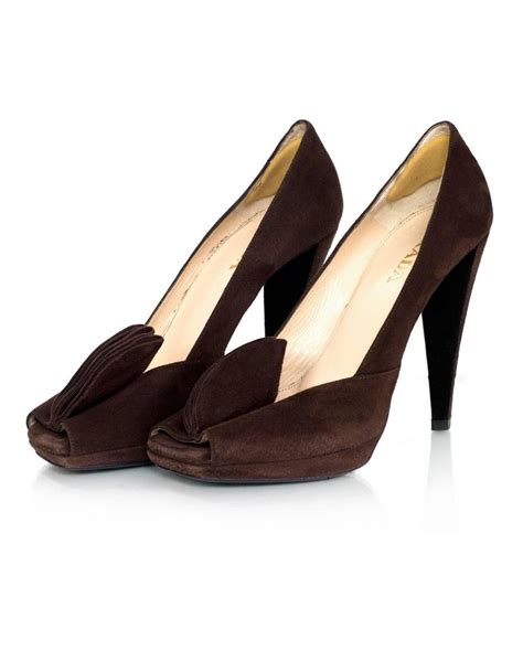 prada suede peep toe pumps